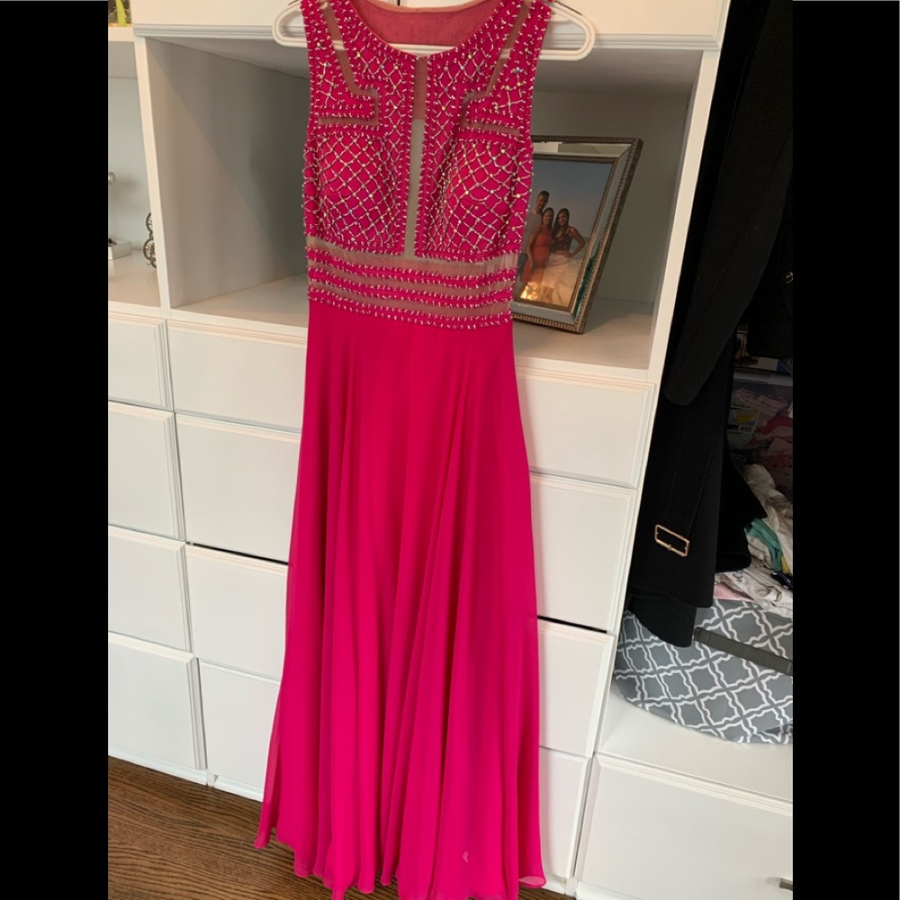 Cassandra Stone pink prom dress